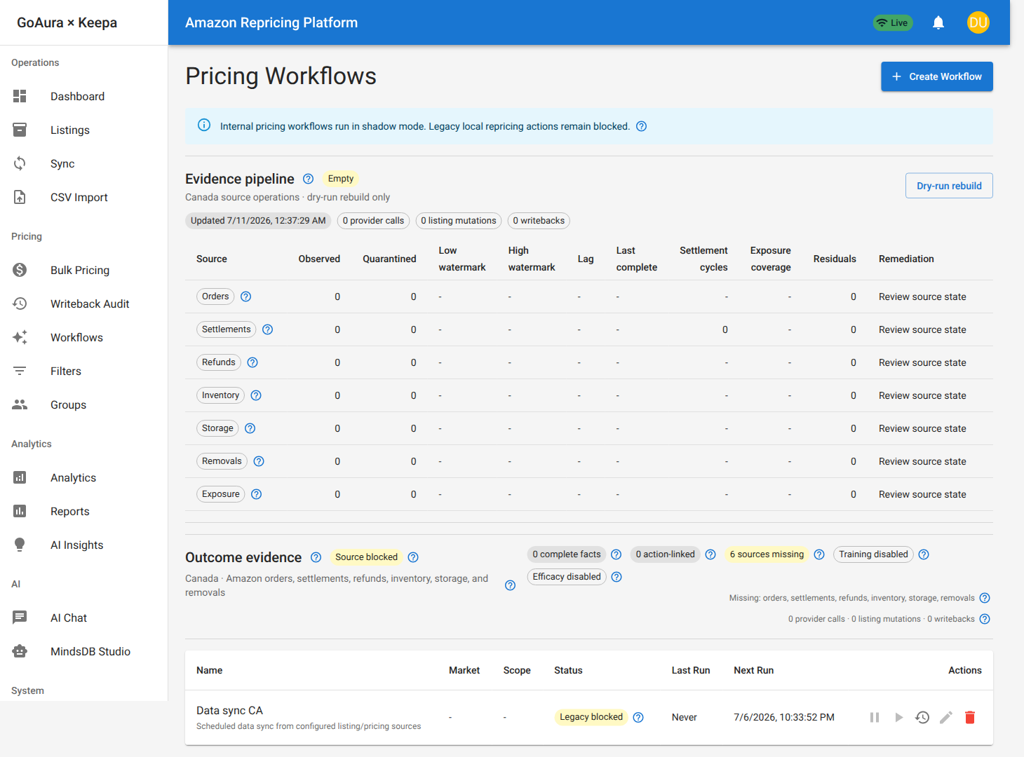 LazyRepricer pricing workflows in dry-run mode